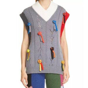 New w/Tags - Yan Yan Frosty Oversize Merino Wool Vest, Med Oversize - $495